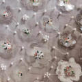 Tissu de fleurs tridimensionnelles EMB à paillettes